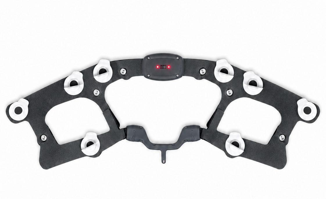 Head unit with electrodes and their adhesive stickers attached at each point